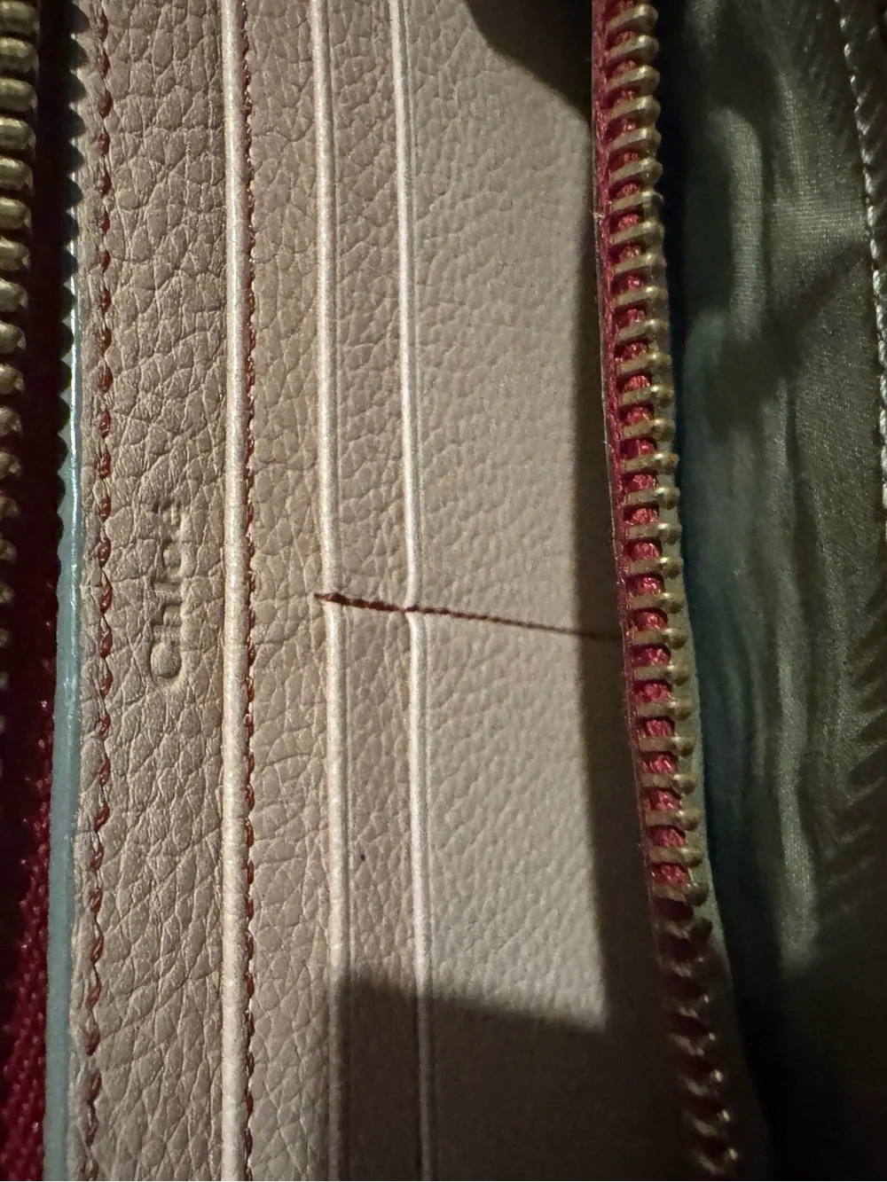 Chloé Colorblock Leather Zip Around Continental Wallet Pink Burgundy Gray